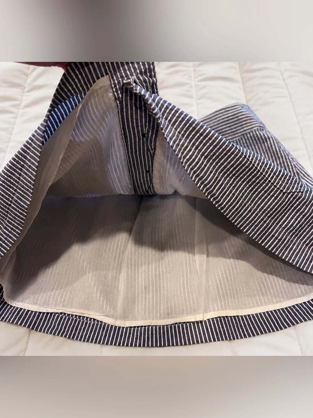 American Eagle Blue White Stripe Button Front Mini Skirt XS